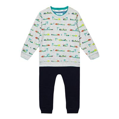 Baker by Ted Baker Boys' grey train print sweater and jogging bottoms set